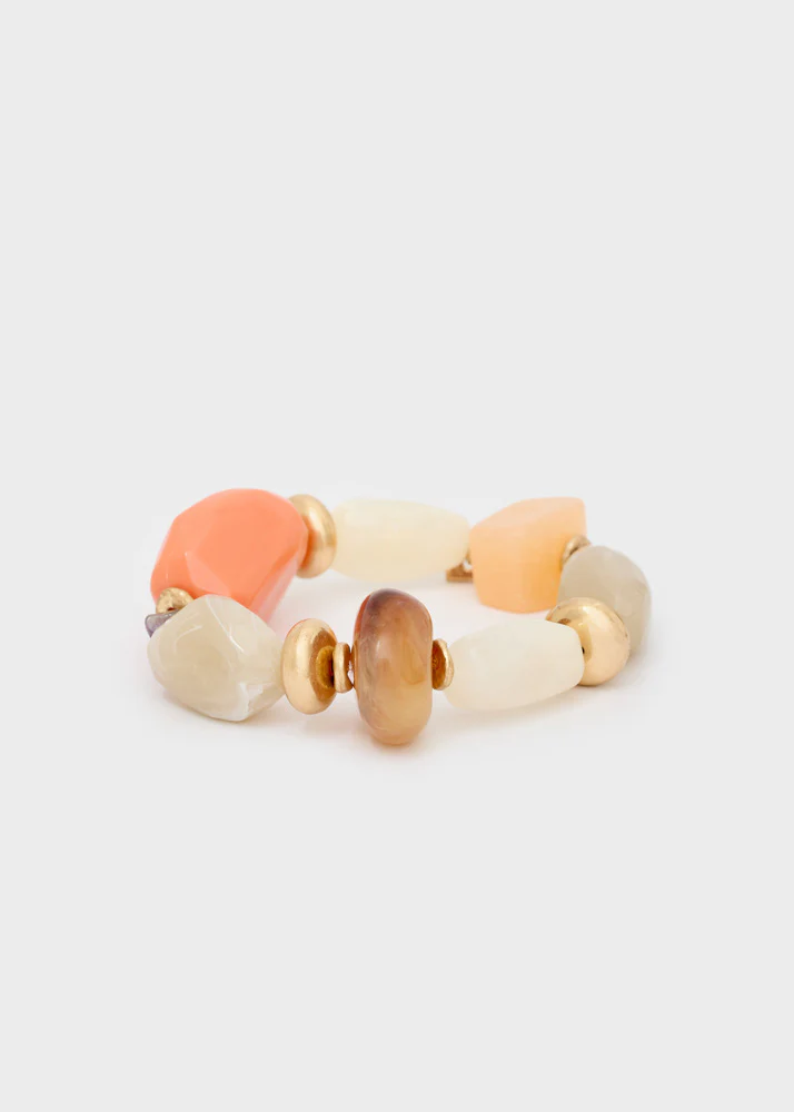 BRACCIALE ELASTICO CIOTTOLI IN RESINA ROSA NALì