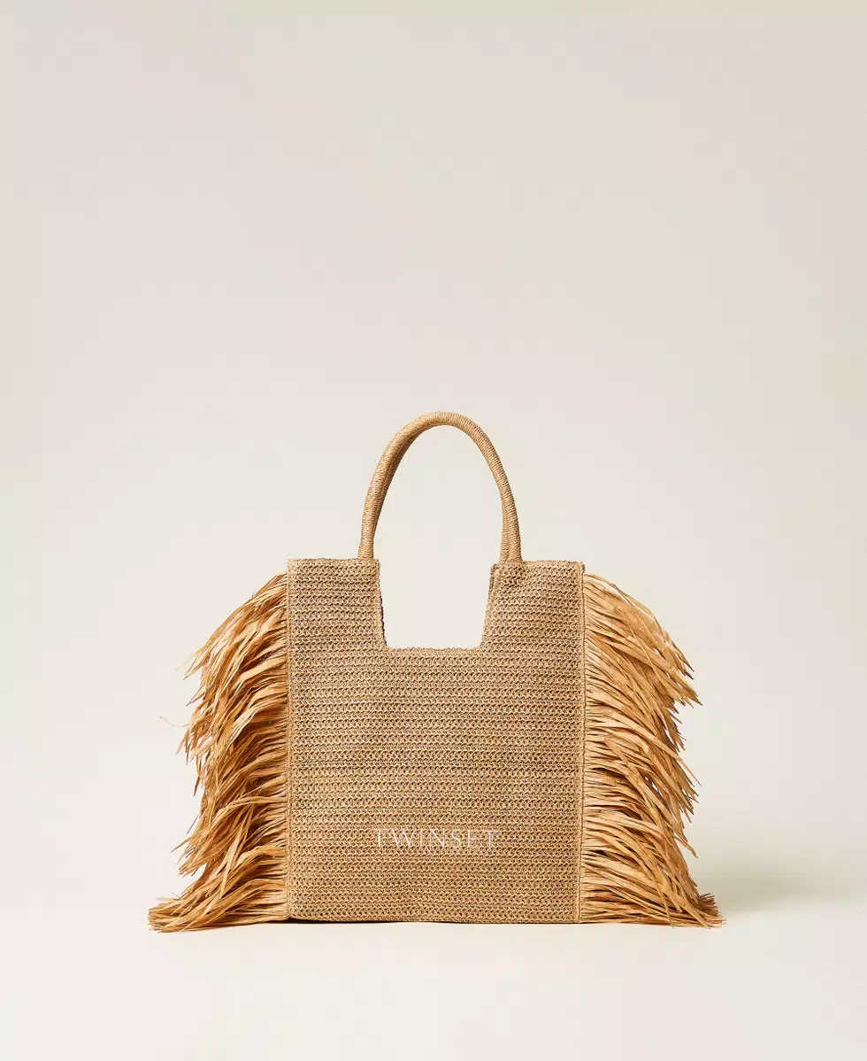Borsa shopper in rafia con frange laterali  Twinset