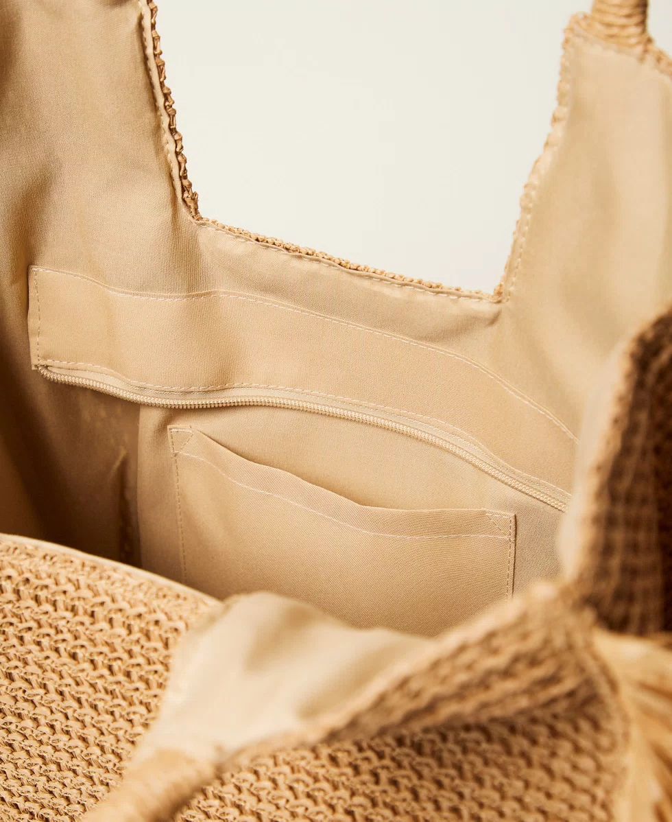 Alternative view of Borsa shopper in rafia con frange laterali  Twinset